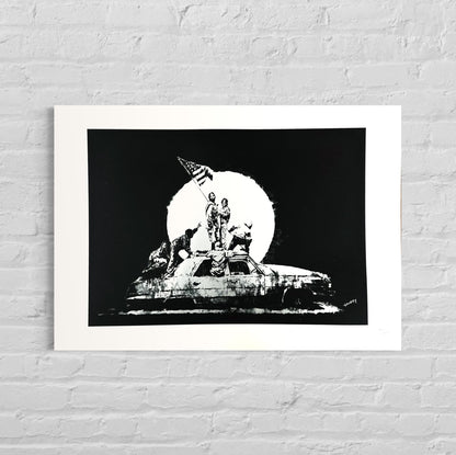 Genummerde editie BANKSY Flag - Gesigneerd - certificaat - Wall Art, Grafitti Art, Lithograph, Stencil Art